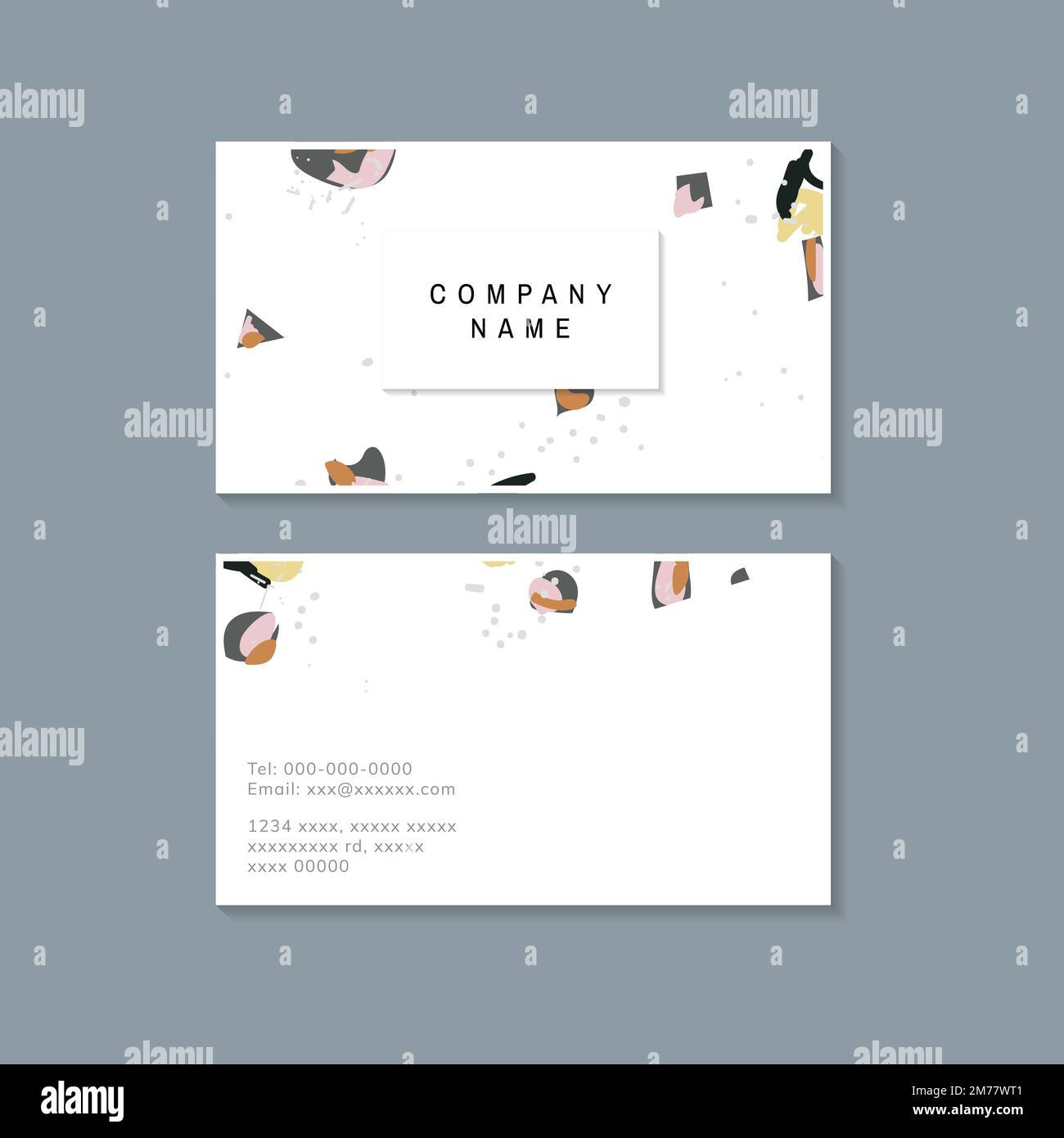Colorful Terrazzo pattern business card vector Stock Vector