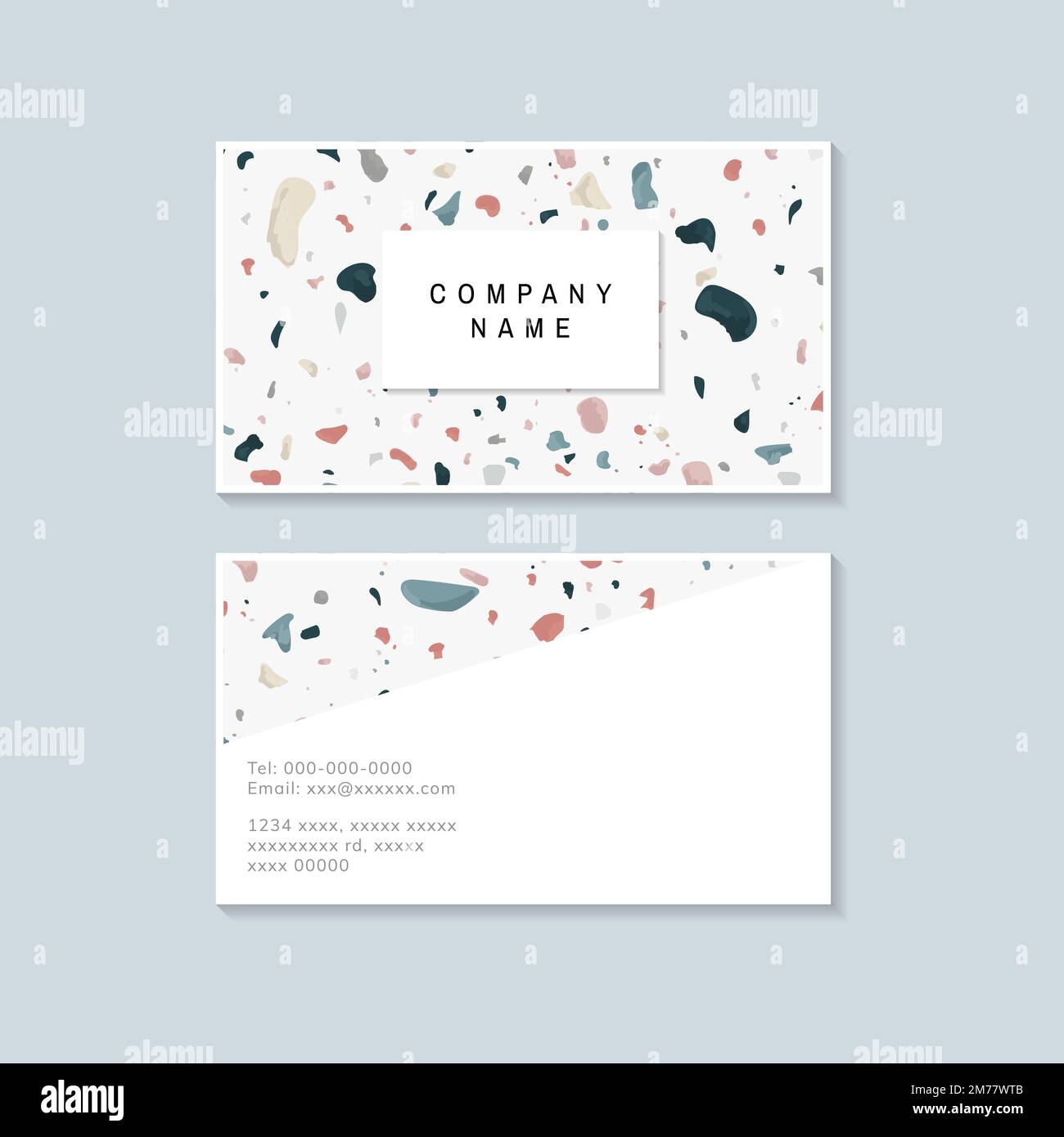 Colorful Terrazzo pattern business card vector Stock Vector