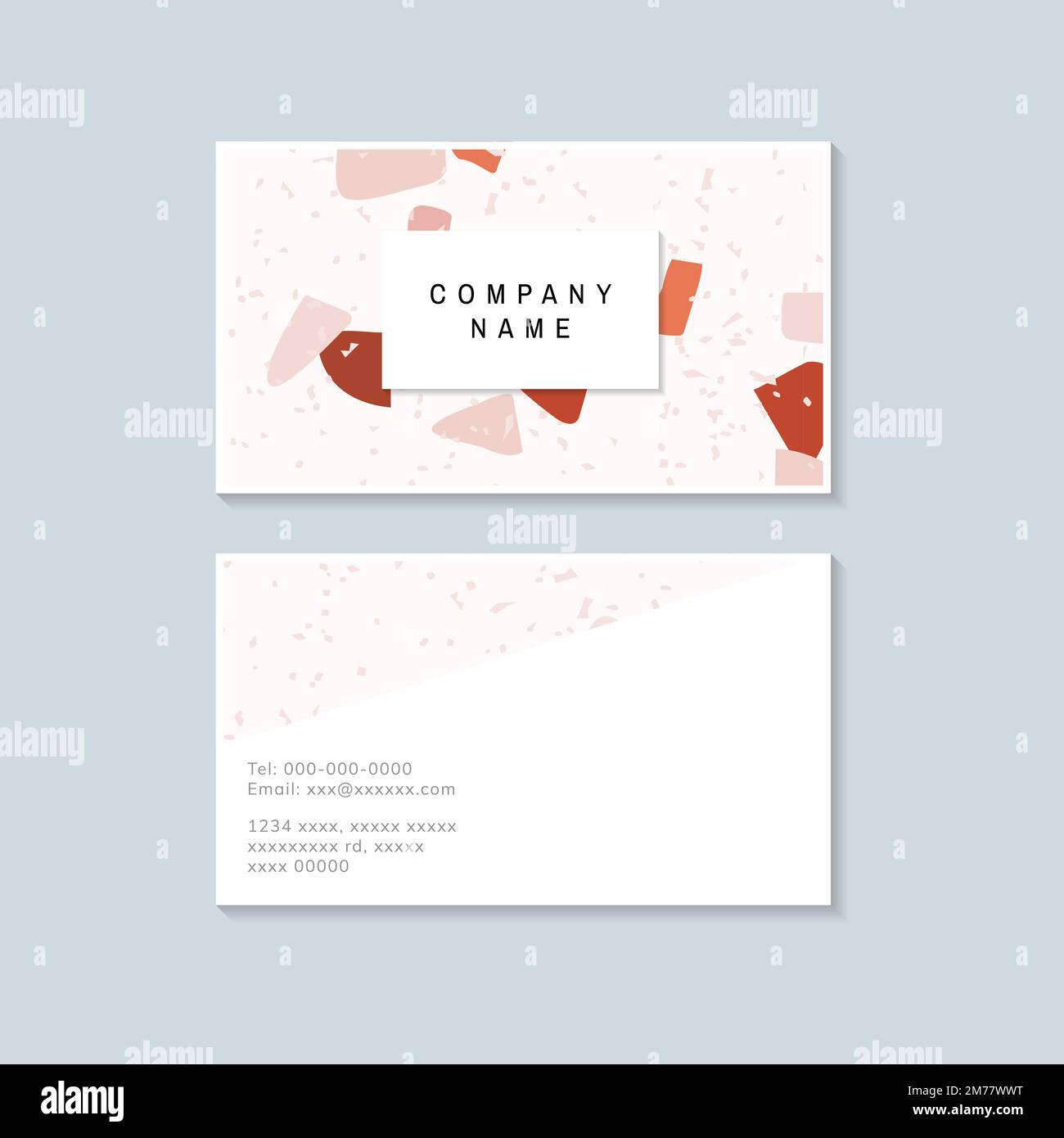 Colorful Terrazzo pattern business card vector Stock Vector