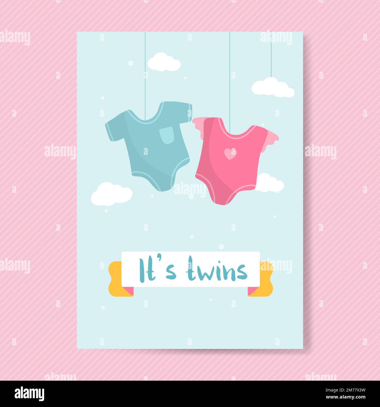 Its twins baby shower invitation card vector Stock Vector Image & Art ...