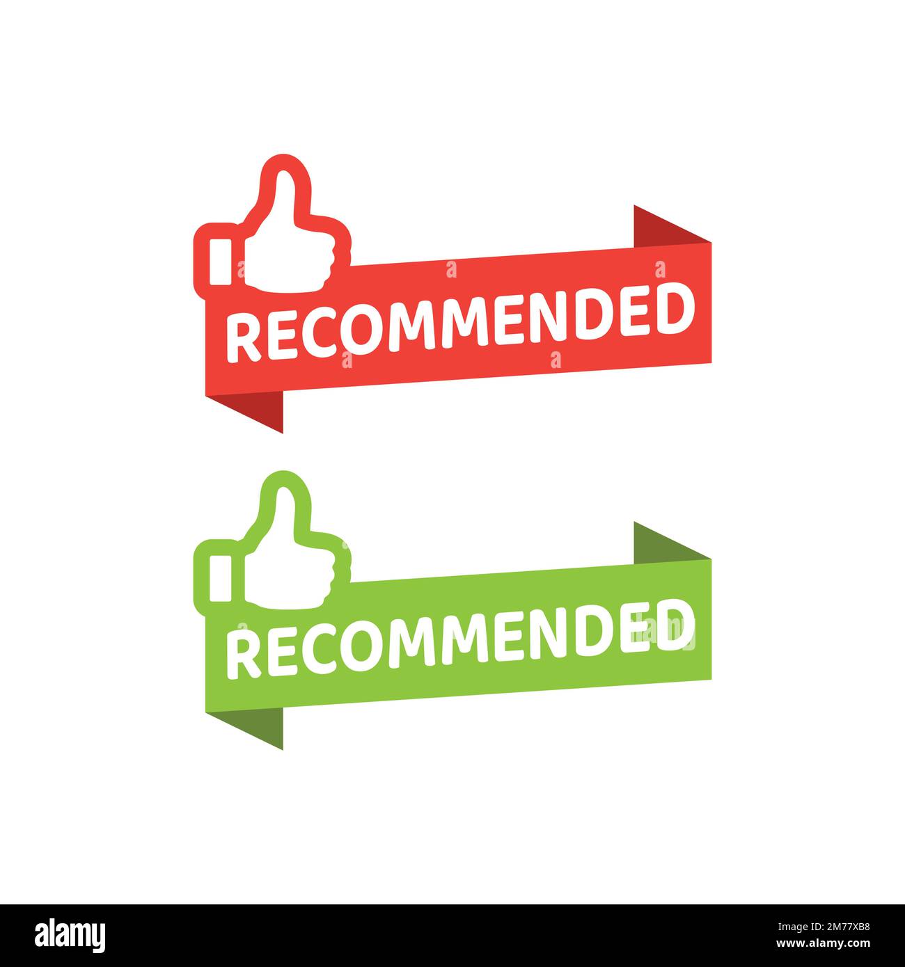 Recommended vector colorful banner. Thumb up quality product label ...