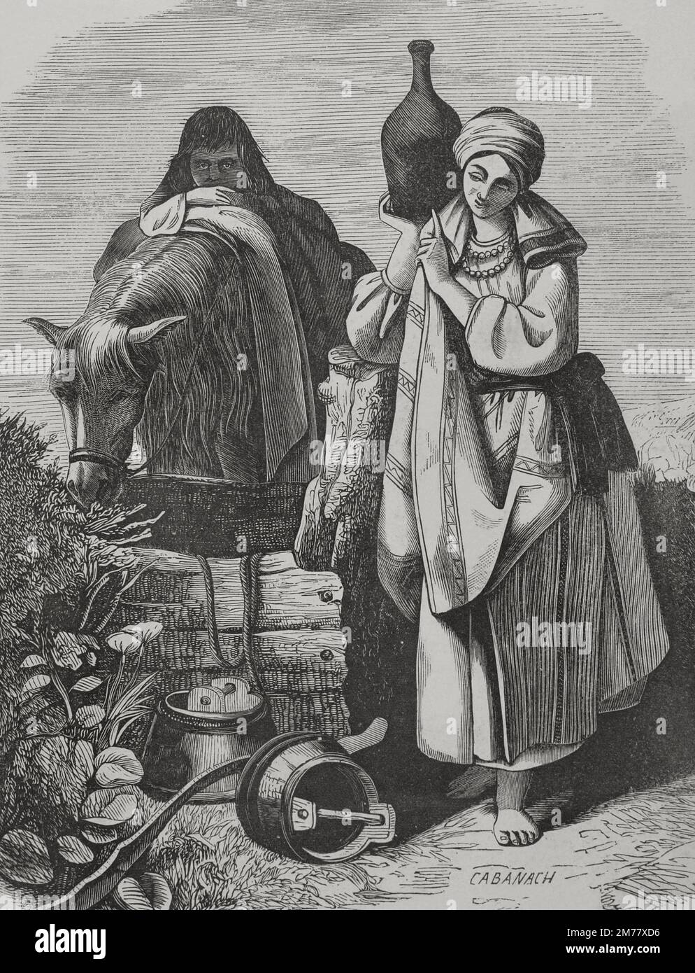 Imperial Russia. The Russian serfs. Engraving by Cabanach. 'Los Héroes y las Grandezas de la Tierra' (The Heroes and the Grandeurs of the Earth). Volume VI. 1856. Stock Photo