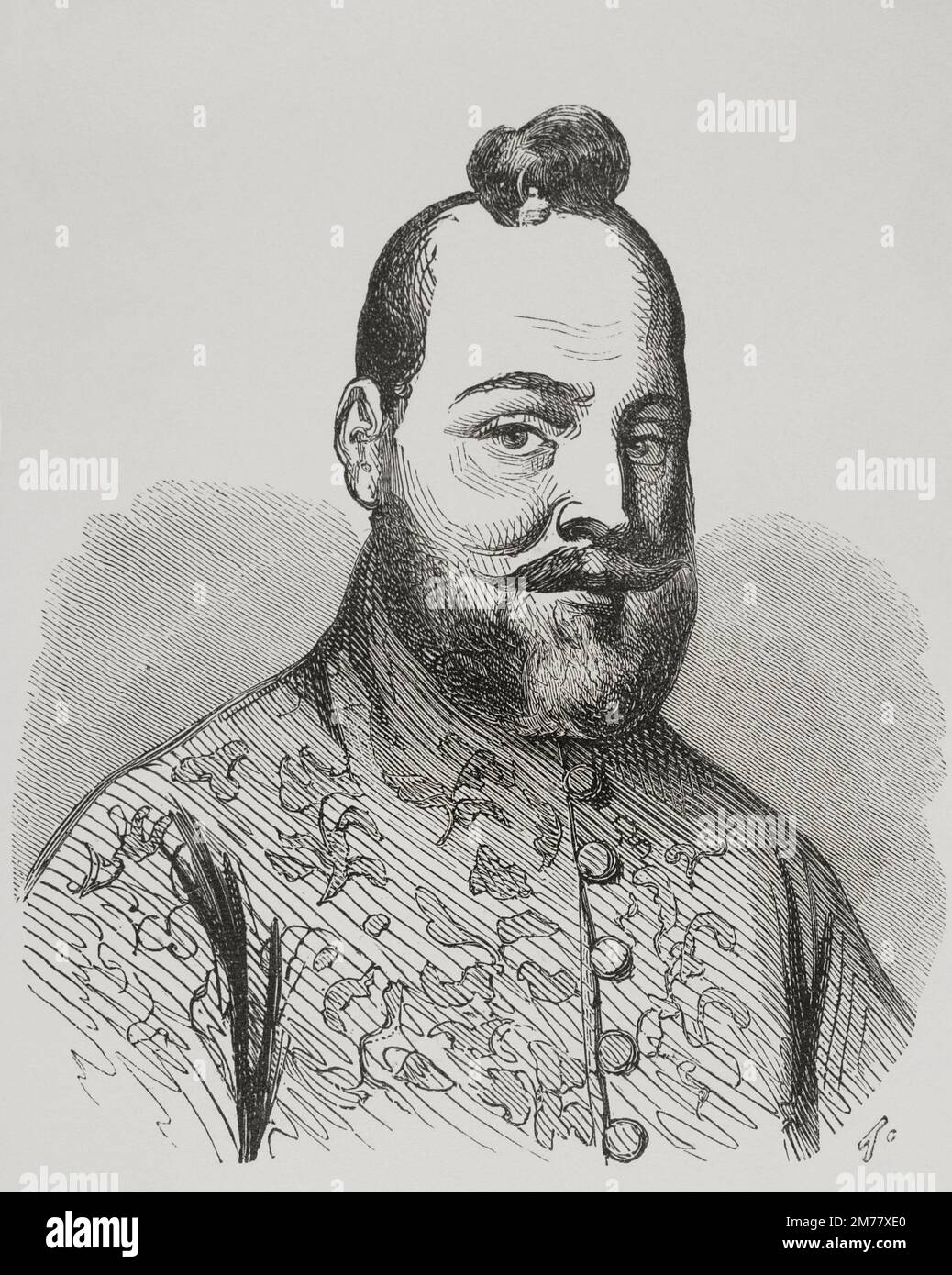 Ferenc Wesselenyi (1605-1667). Hungarian military commander and Palatine of the Royal Hungary. Portrait. Engraving. 'Los Heroes y las Grandezas de la Tierra' (The Heroes and the Grandeurs of the Earth). Volume VI. 1856. Stock Photo