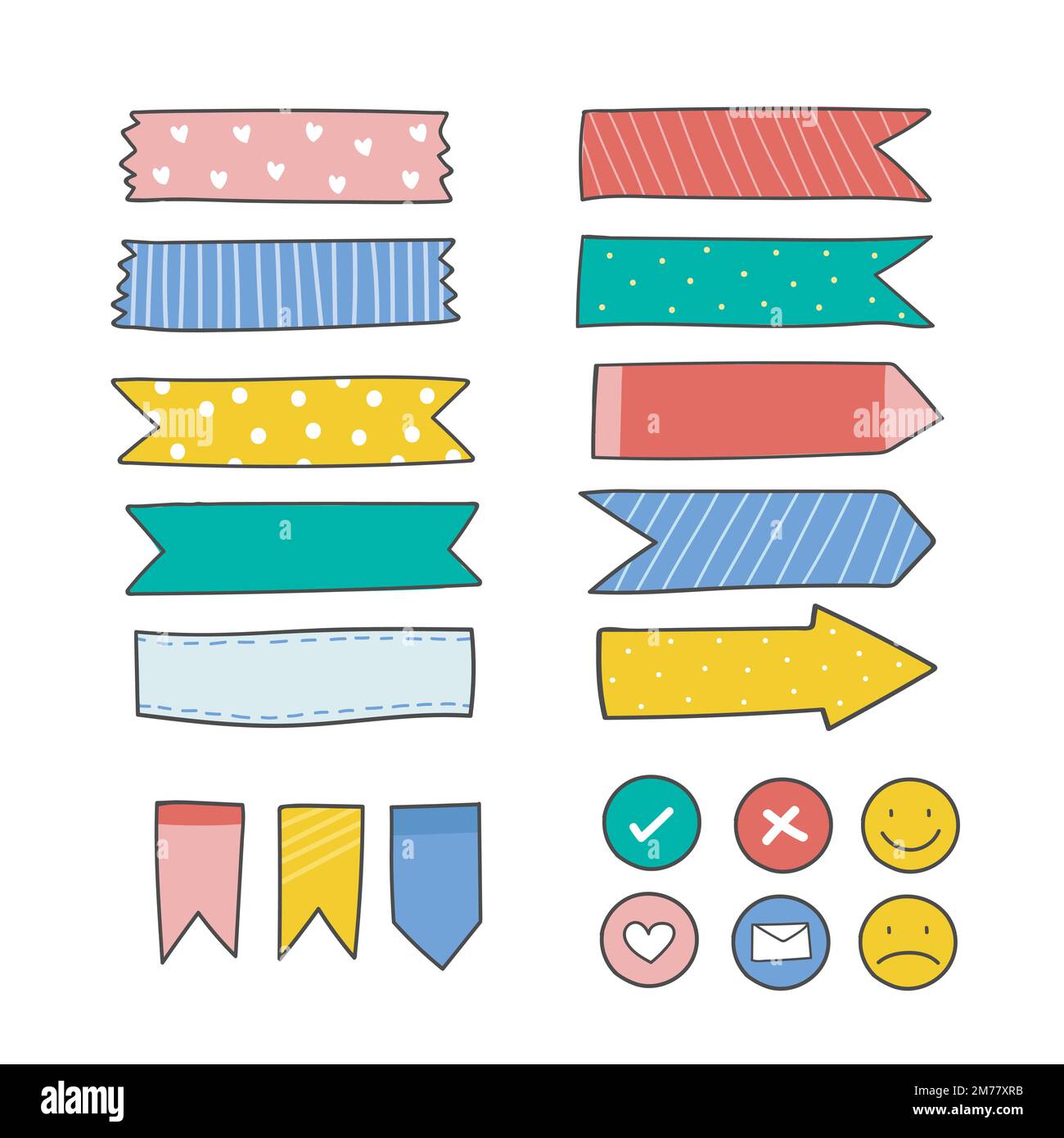 Cute Paper Notes Pastel Colors Stickers Stock Vector (Royalty Free