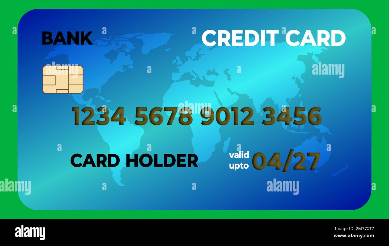 Greenscreen Card green screen credit card illustration with world map Stock Photo - Alamy
