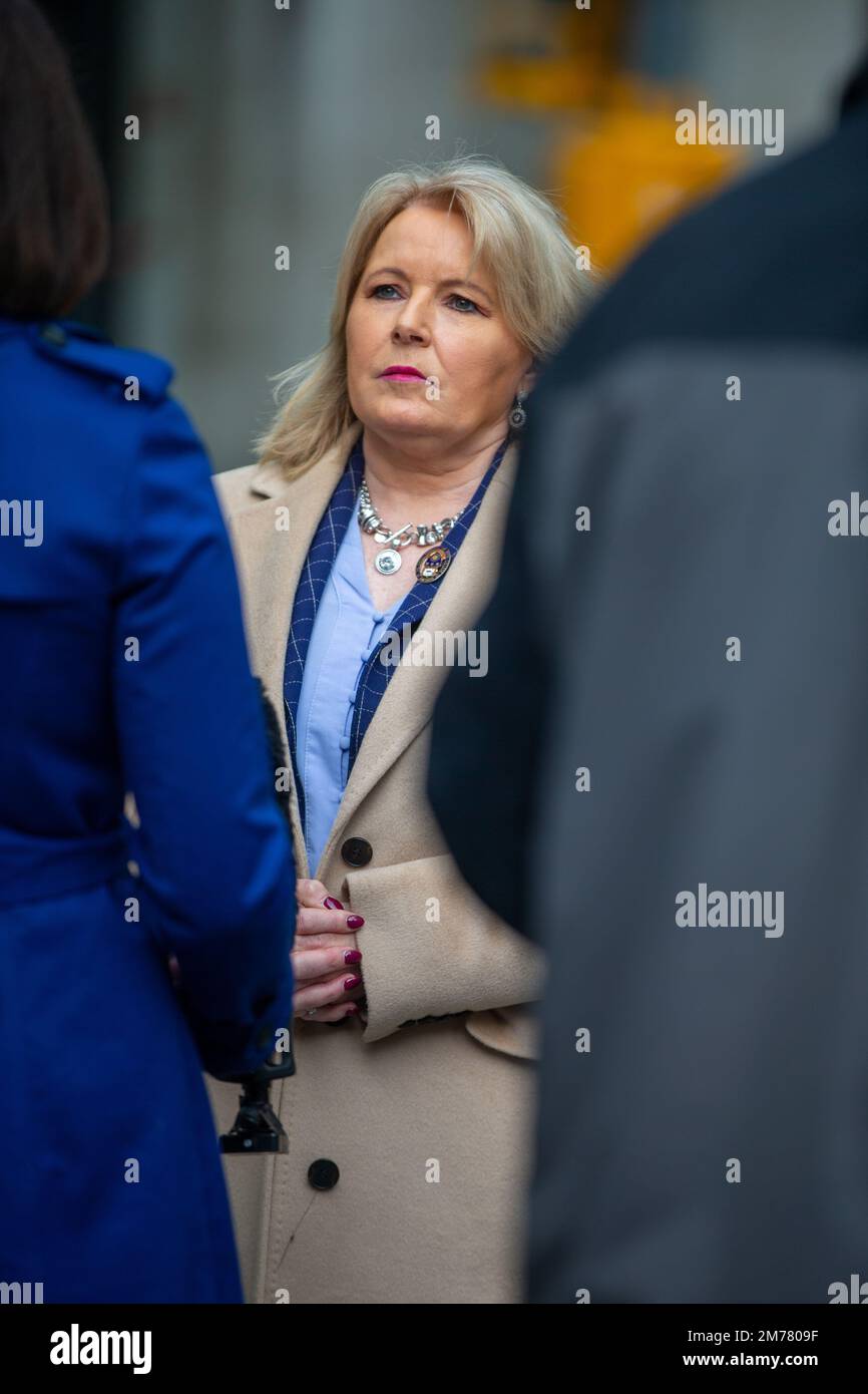 London, England, 8th Jan, General Secretary of Royal College of  Nursing PAT CULLEN is seen outside BBC as she appears on Sunday With Laura  (Credit Image: © Tayfun Salci/ZUMA