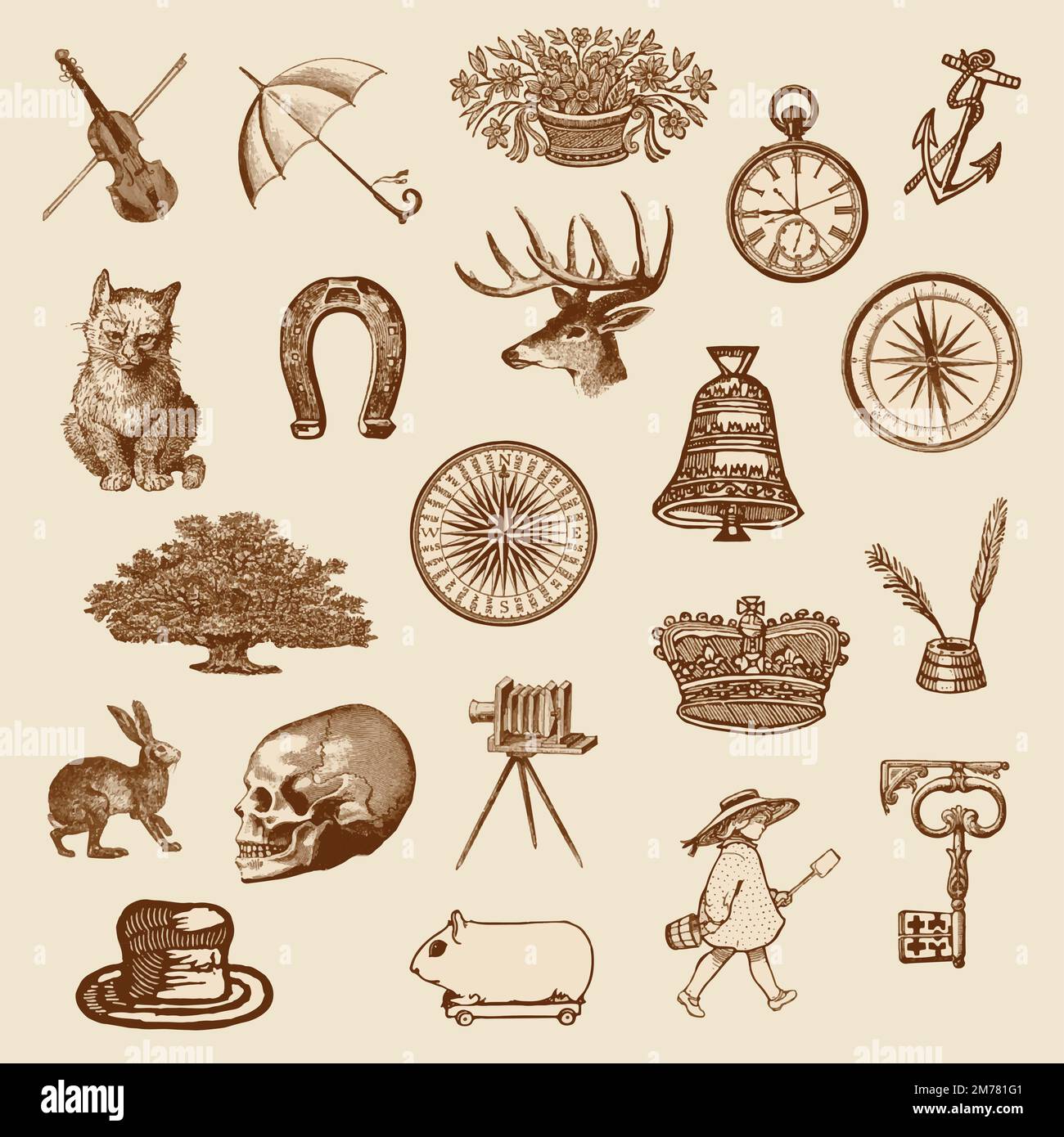 Vintage Victorian Style Engraving Vector Set Stock Vector Image And Art