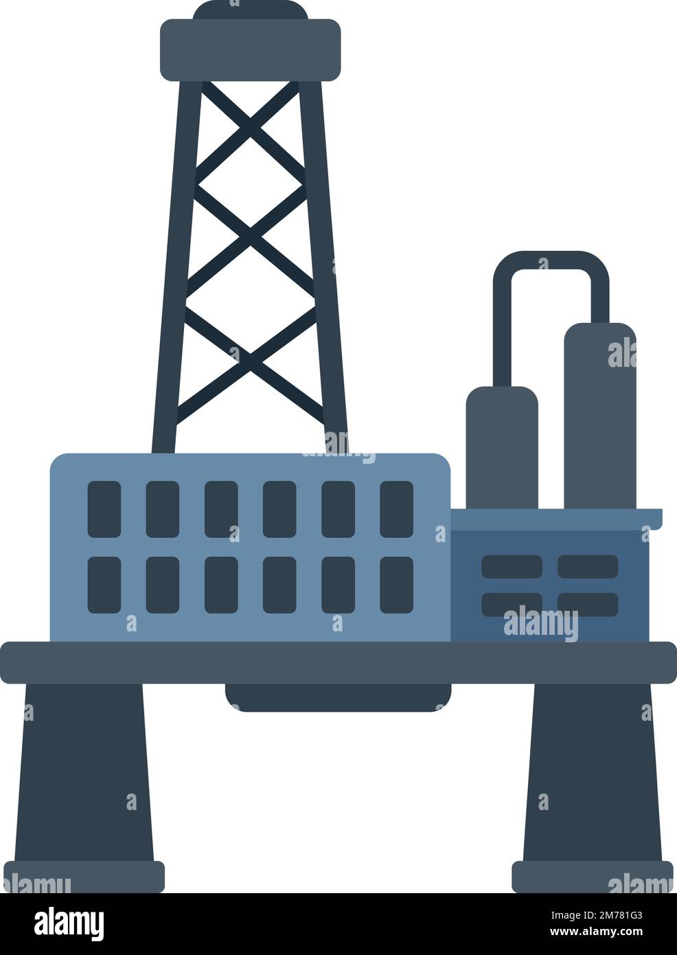 Gasoline rig icon flat vector. Sea oil. Gas platform isolated Stock ...