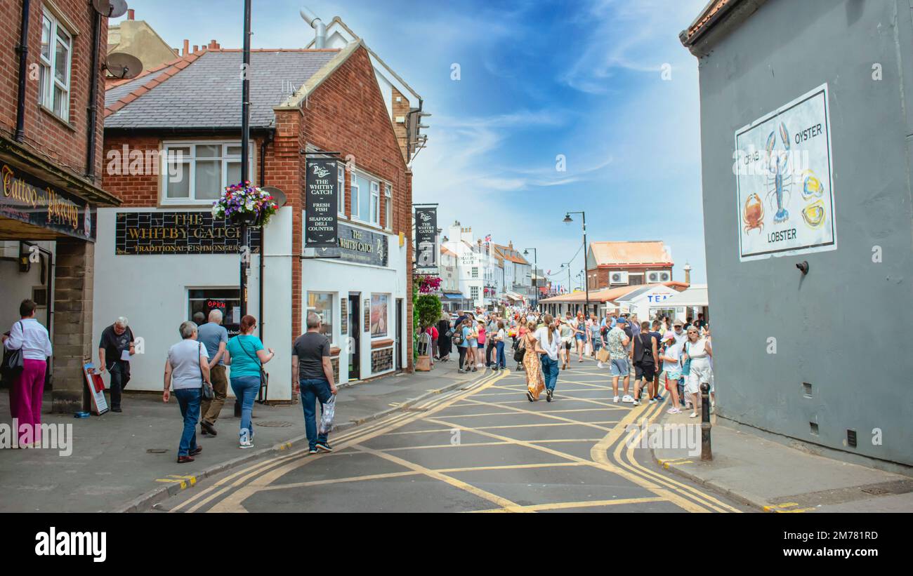 The Whitby Catch 'fresh fish products' on Pier Road Stock Photo Alamy