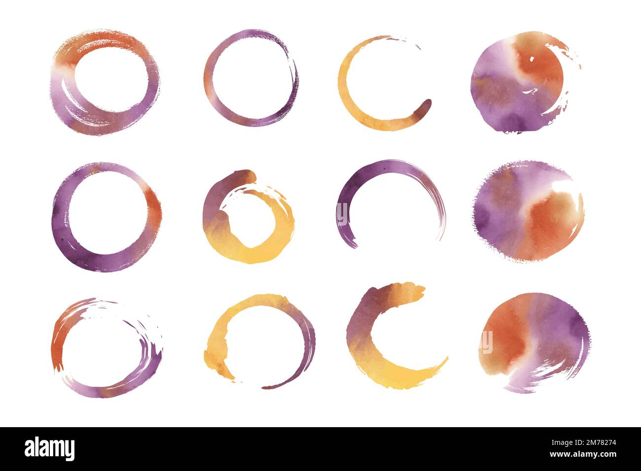 Watercolor geometric shapes vector set Stock Vector