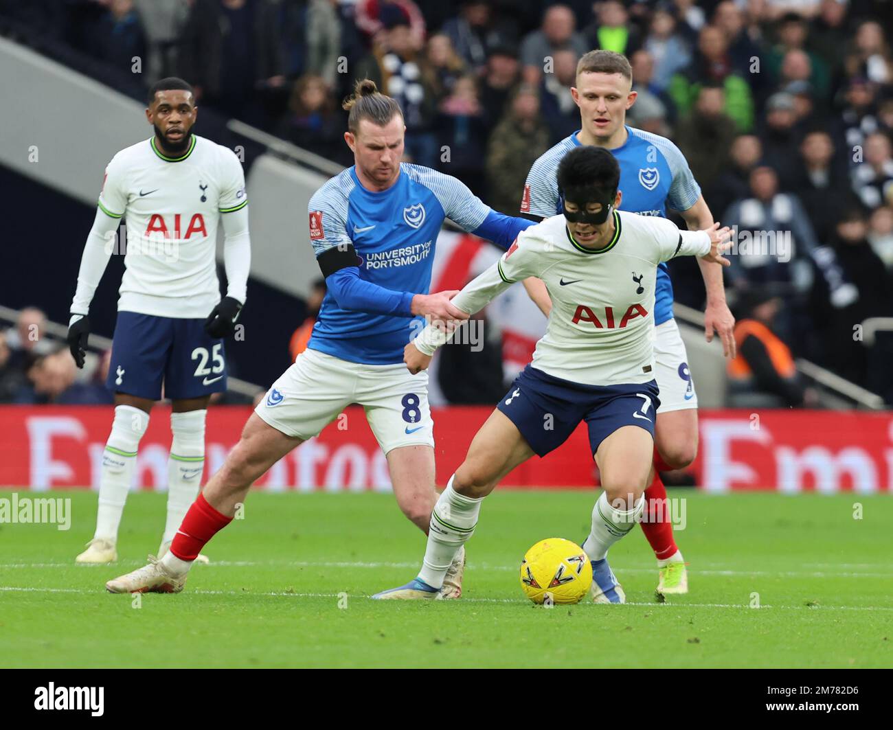 LR Ryan Tunnicliffe of Portsmouth and Tottenham Hotspur's HeungMin