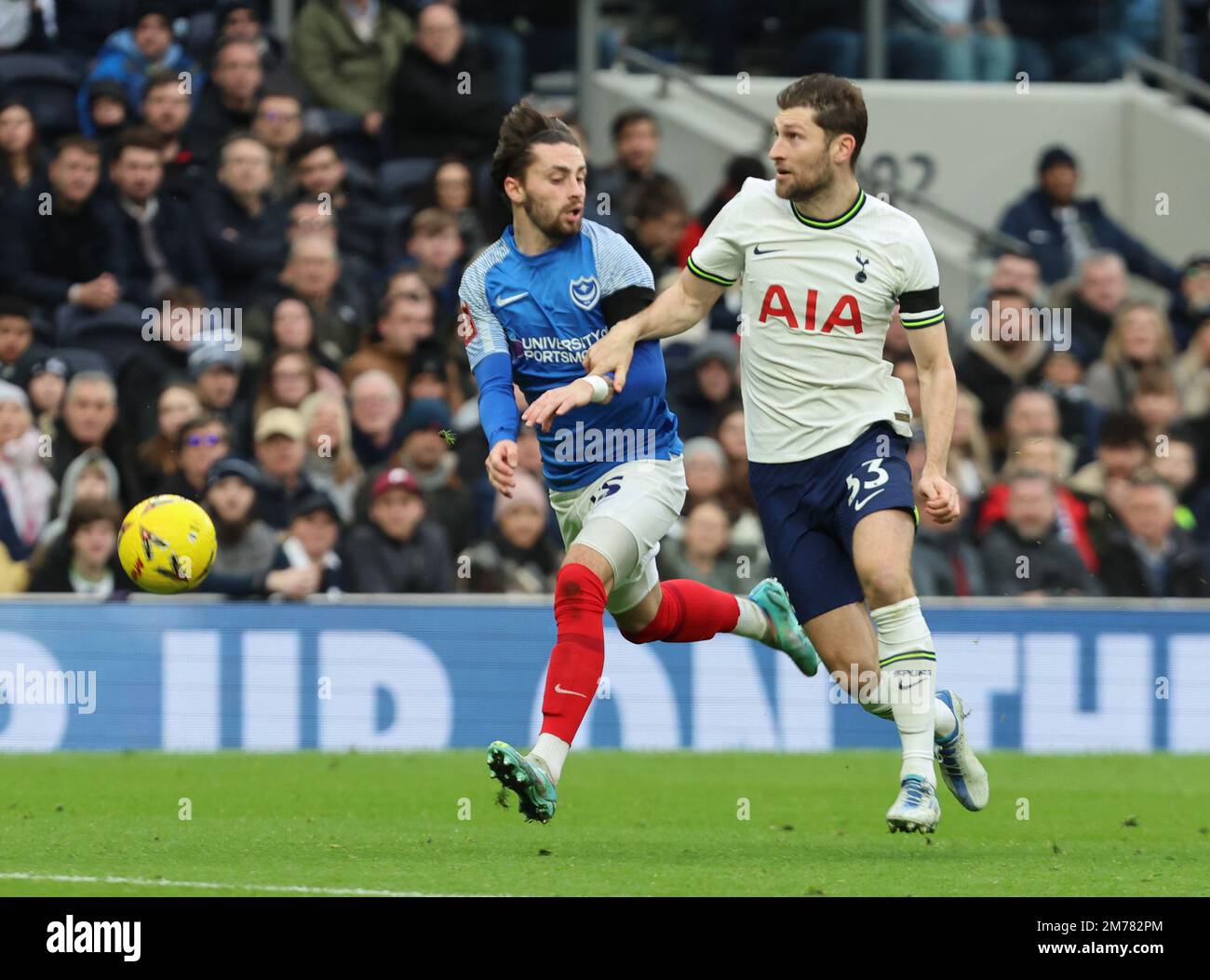 Tottenham Hotspur's Ben Davies and Owen Dale of Portsmouth (on loan