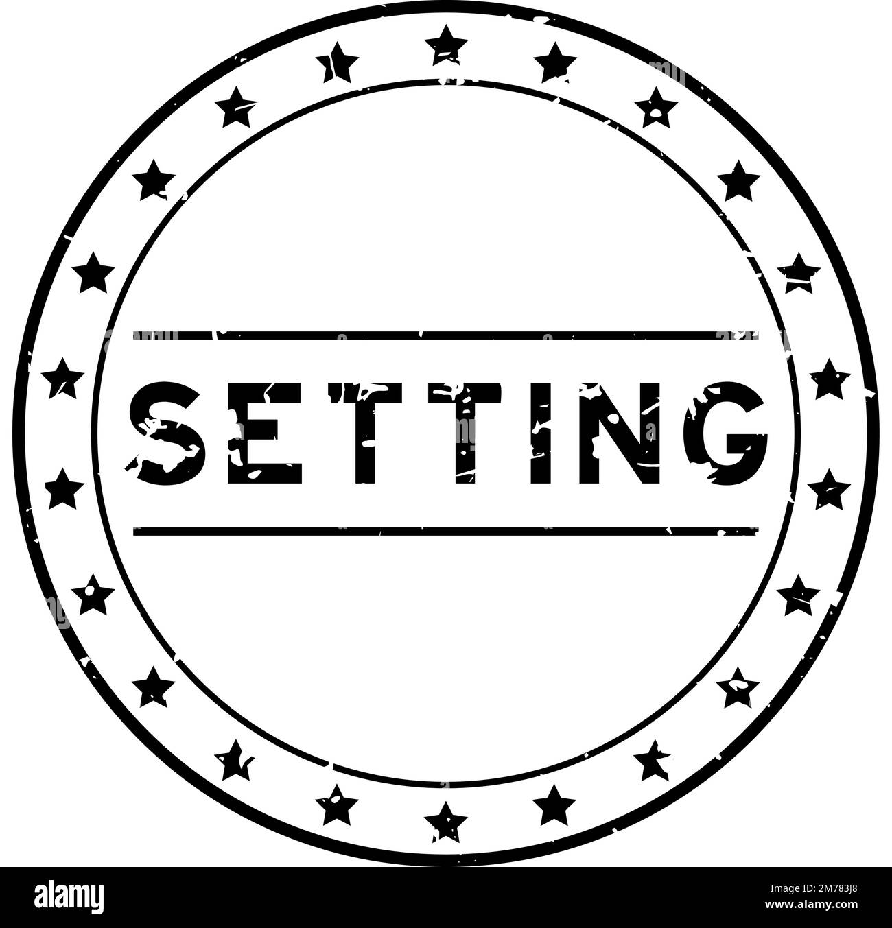 Grunge black setting word round rubber seal stamp on white background