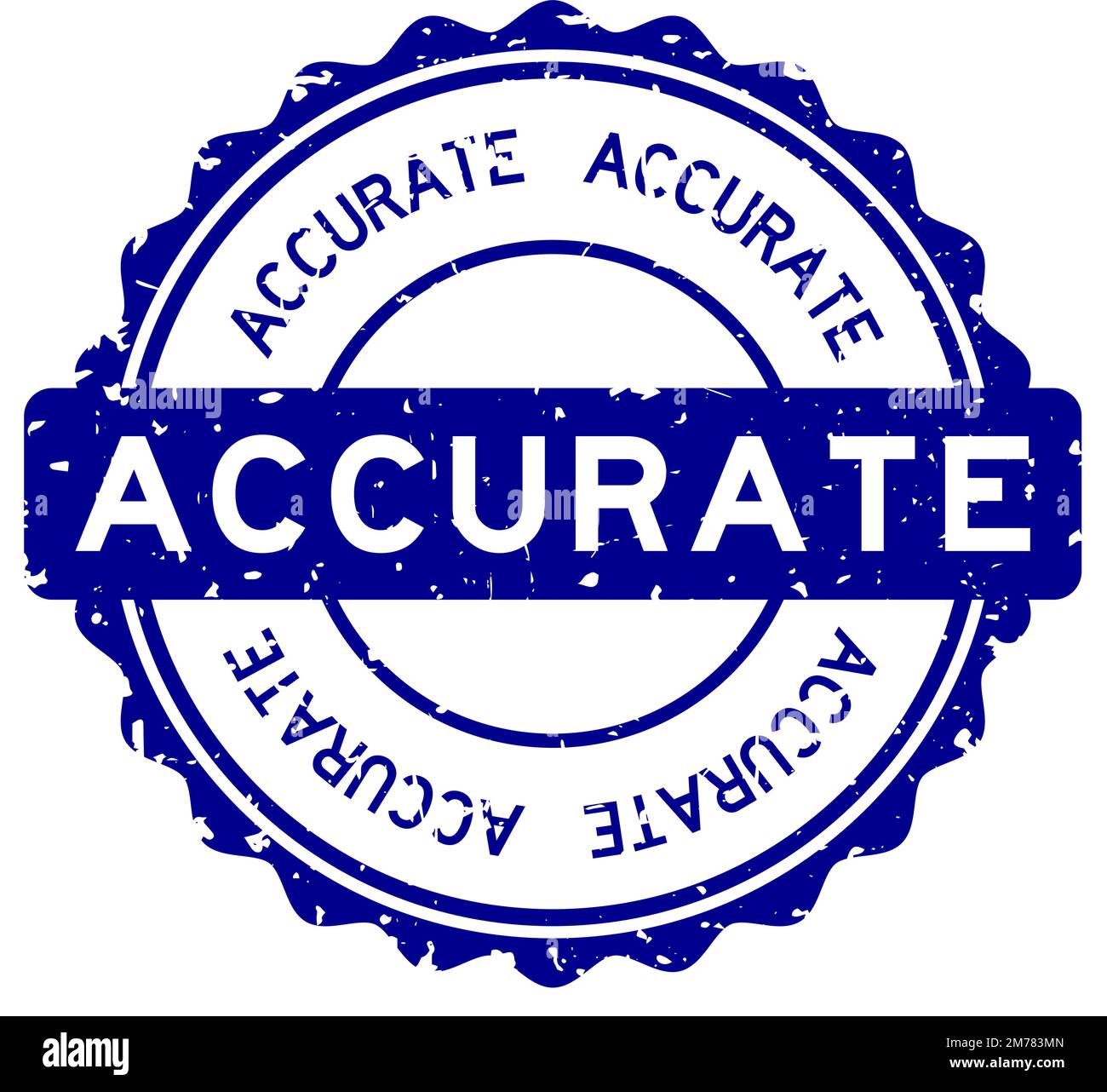 Grunge blue accurate word round rubber seal stamp on white background ...