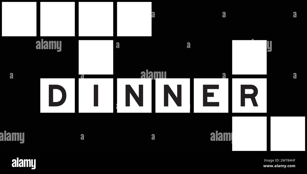 Alphabet letter in word dinner on crossword puzzle background Stock Alphabet letter in word dinner on crossword puzzle background Stock