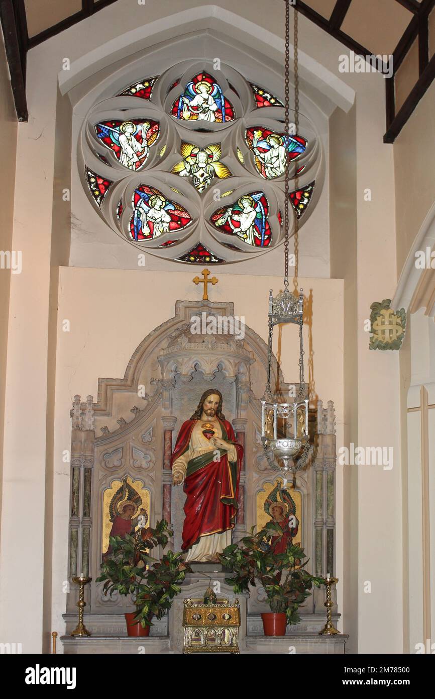 Our Lady of the Immaculate Conception, Birkenhead - Side Chapel With Bleeding Heart Jesus Stock Photo