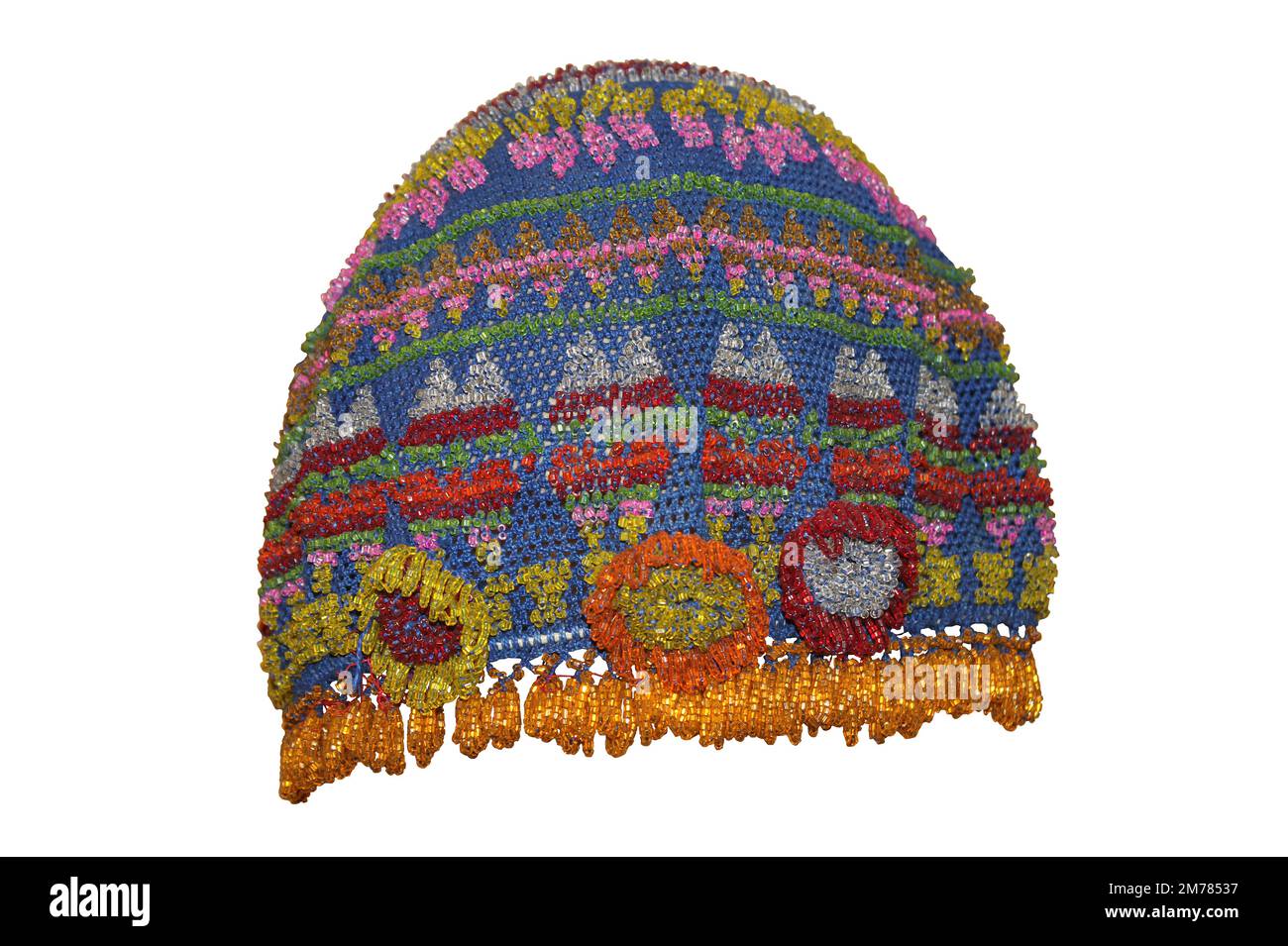 Jordan Bedouin Glass Beaded Skullcap Stock Photo