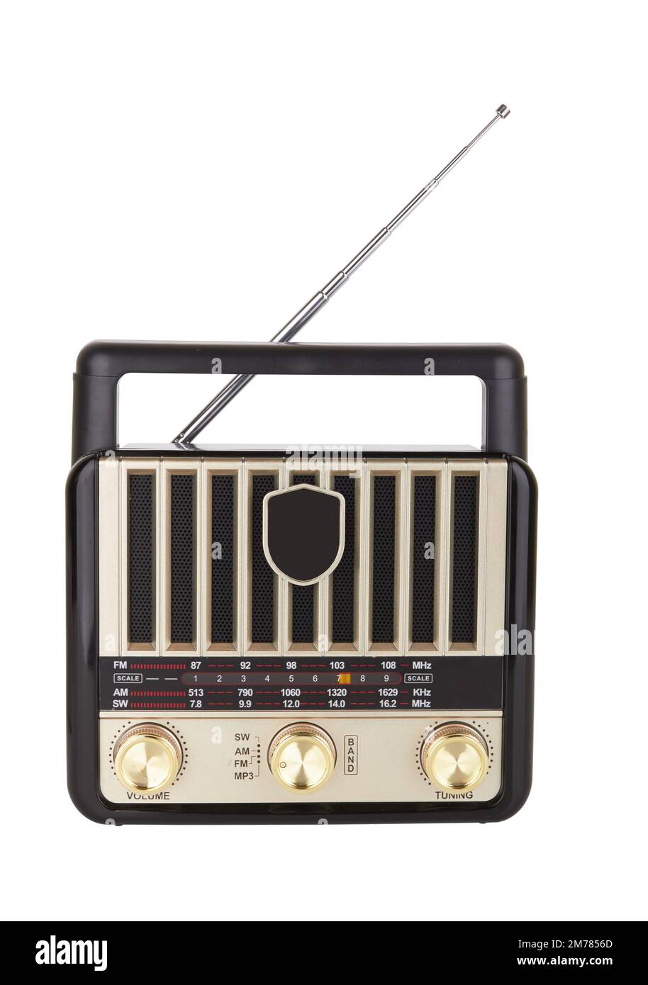 Radio retro portable receiver vintage object isolated white background Stock Photo