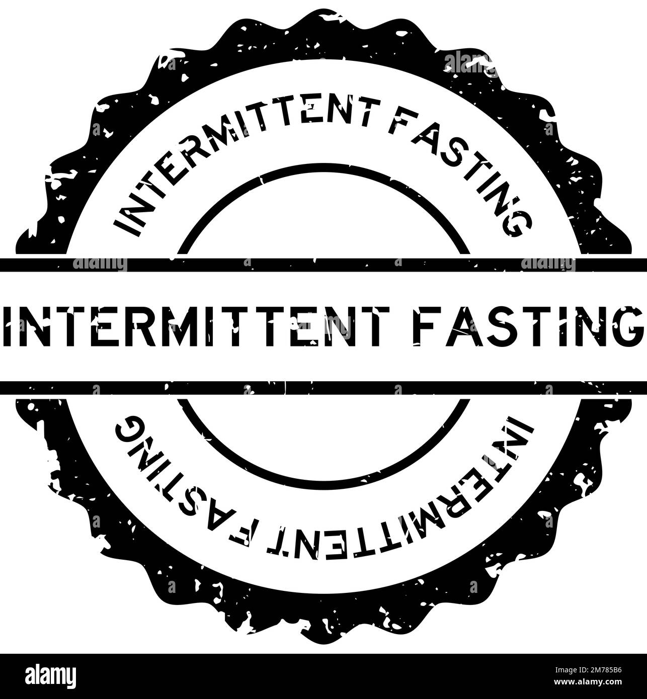 Grunge black intermittent fasting word round rubber seal stamp on white