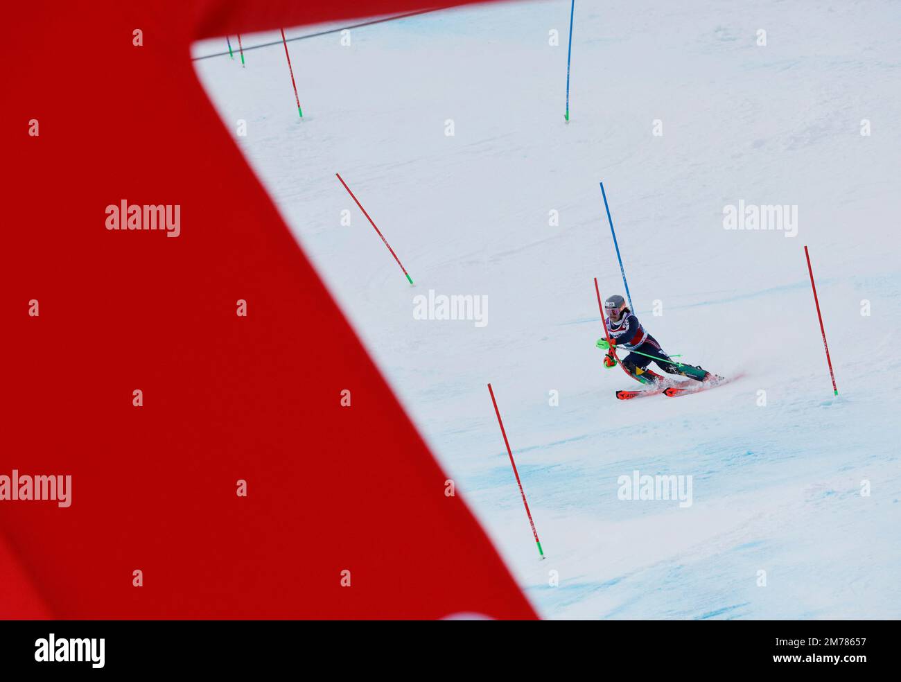 Alpine Skiing - FIS Alpine Ski World Cup - Men's Slalom - Adelboden, Switzerland - January 8, 2023 Norway's Lucas Braathen in action REUTERS/Stefan Wermuth Stock Photo