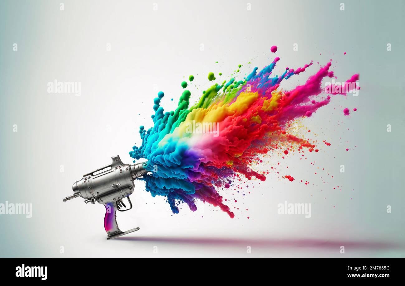 chrome metal airbrush acrylic color paint gun tool with colorful