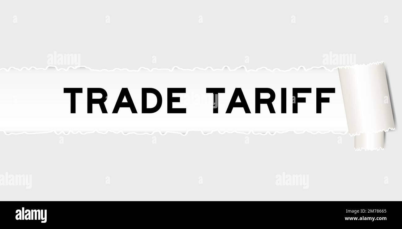 Ripped gray paper background that have word trade tariff under torn part Stock Vector