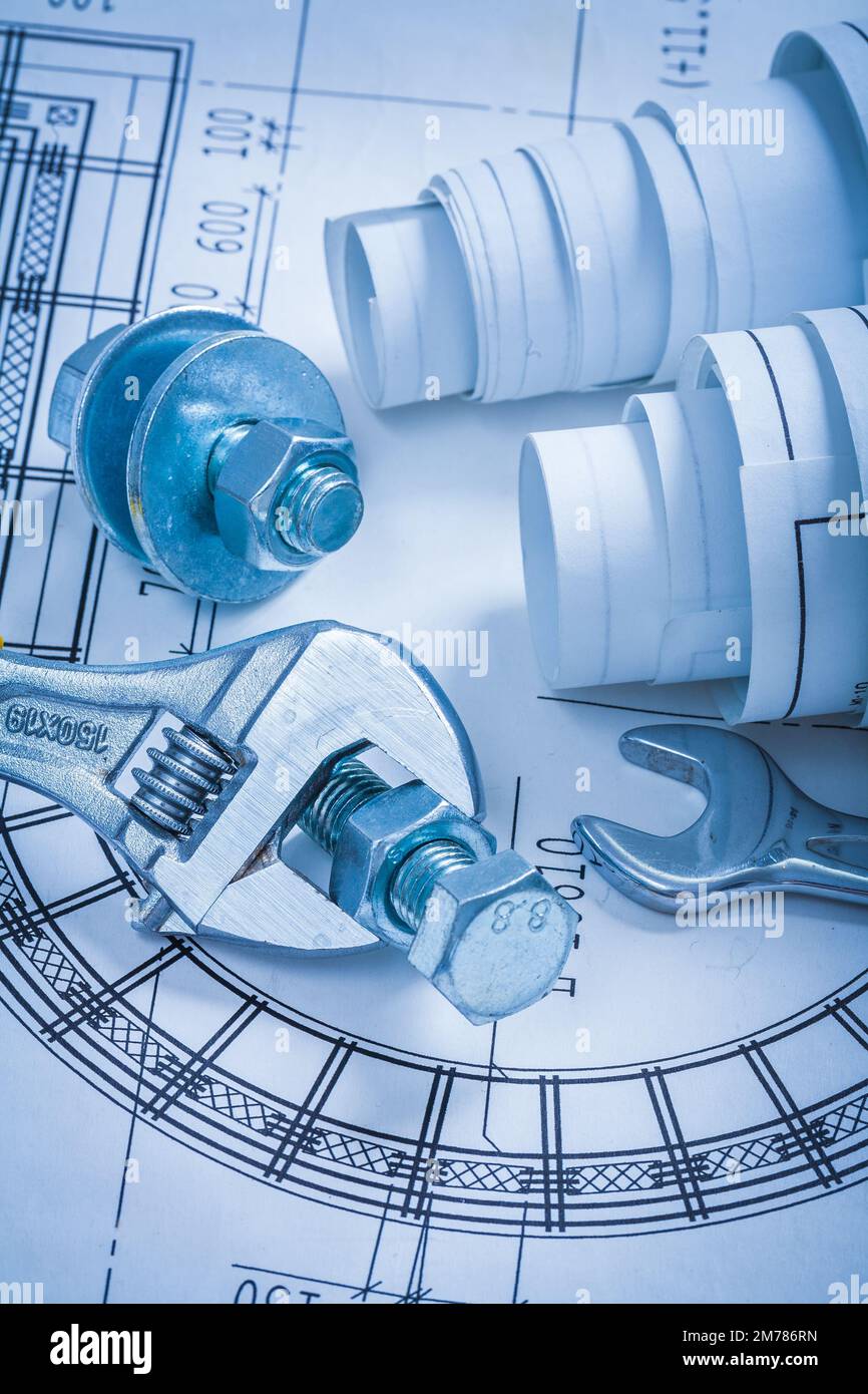 Adjustable key spanner bolts nuts and construction plans maintenance