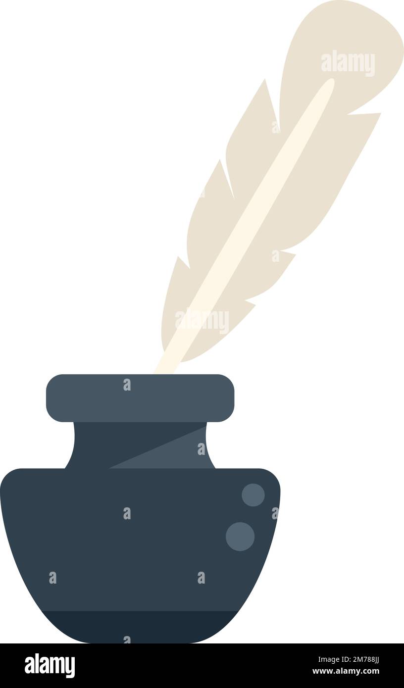 Ink feather icon flat vector. School exam. Answer check isolated Stock ...