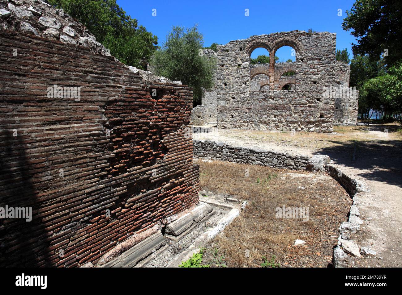 Ruins of the City walls, ancient Butrint building, UNESCO World Heritage Site, Butrint National Park, Saranda District, Southern Albania, Europe Stock Photo