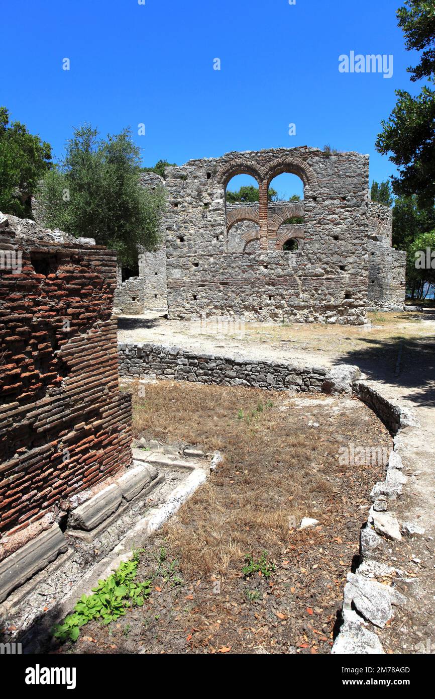 Ruins of the City walls, ancient Butrint building, UNESCO World Heritage Site, Butrint National Park, Saranda District, Southern Albania, Europe Stock Photo