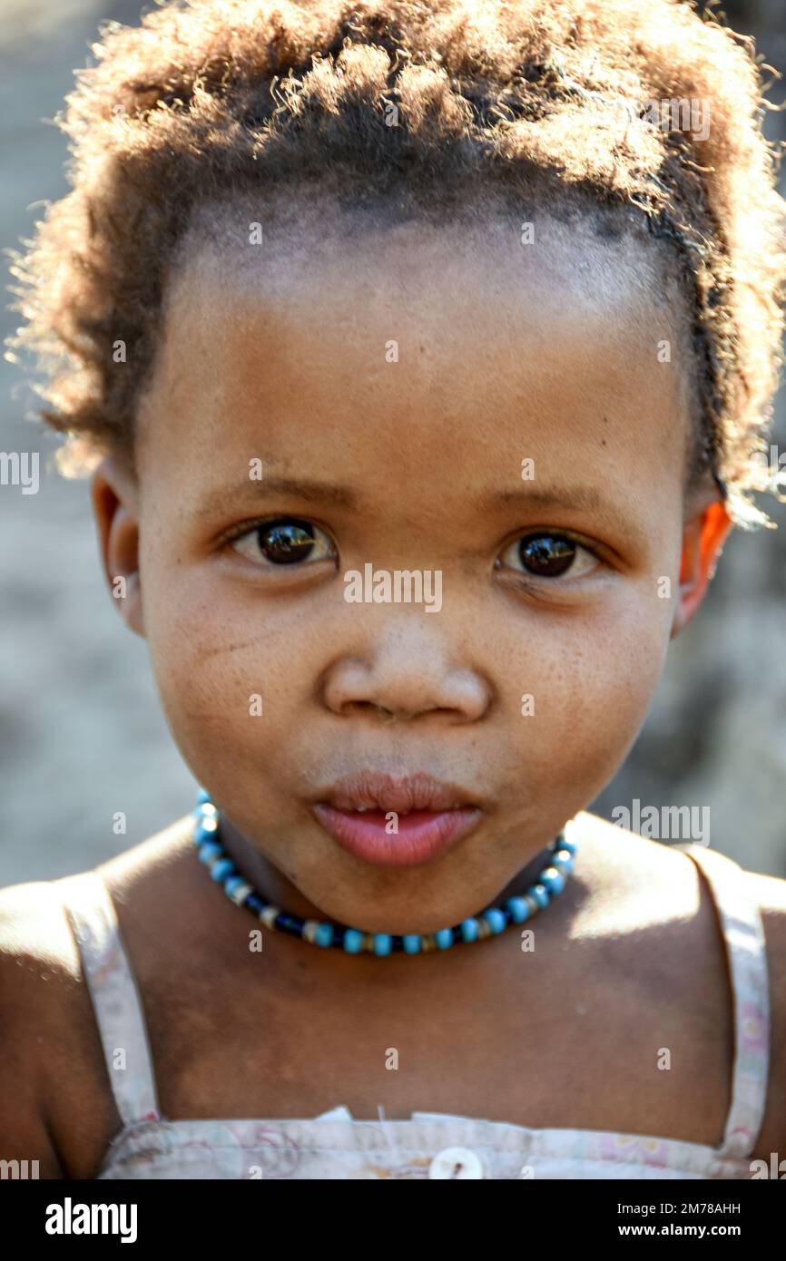 Faces of the World: Young Child from the Kalihari Stock Photo