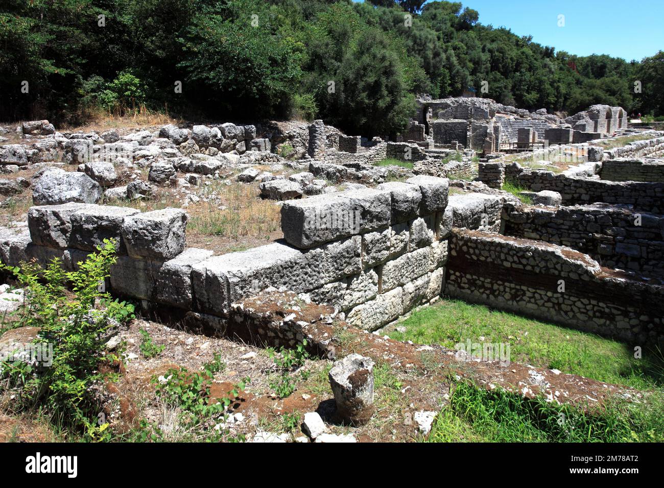 Ruins of the Sacred Origins area, ancient Butrint, UNESCO World Heritage Site, Butrint National Park, Saranda District, Southern Albania, Europe Stock Photo