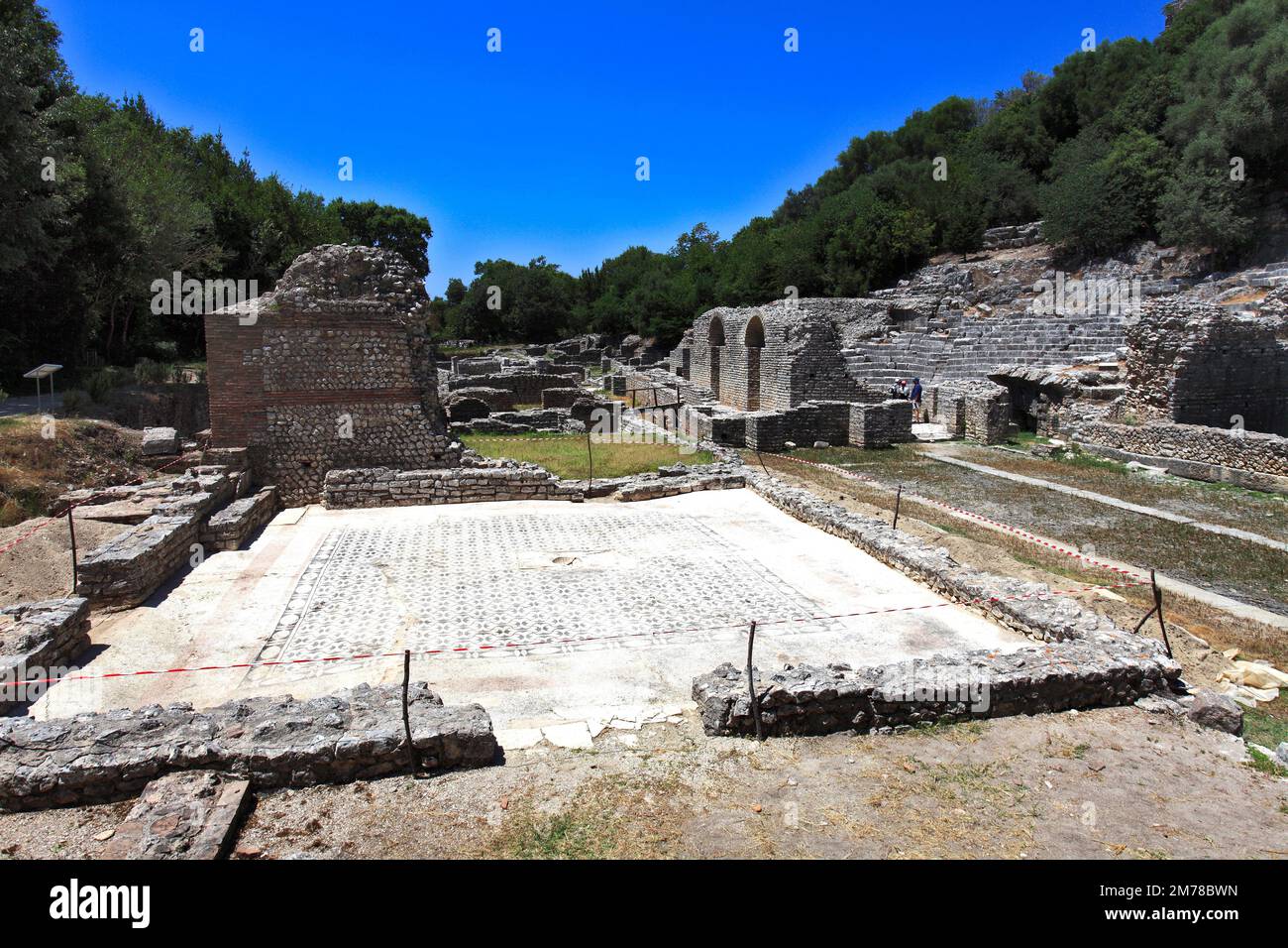 Ruins of a Mosaic floor, ancient Butrint building, UNESCO World ...