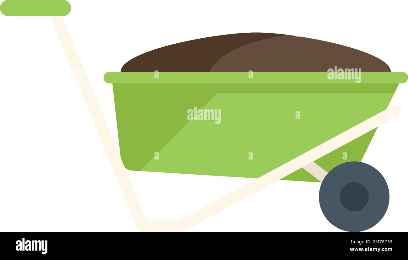 Wheelbarrow icon flat vector. Eco farm. Smart harvest isolated Stock