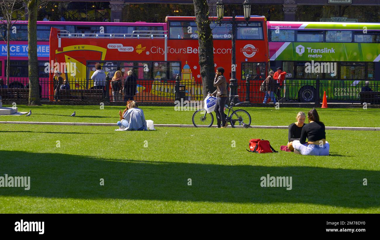 The greens at City Hall Belfast - BELFAST, UK - APRIL 25, 2022 Stock Photo