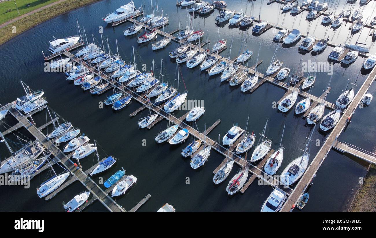Drone aerial shot wood docks hi-res stock photography and images - Alamy