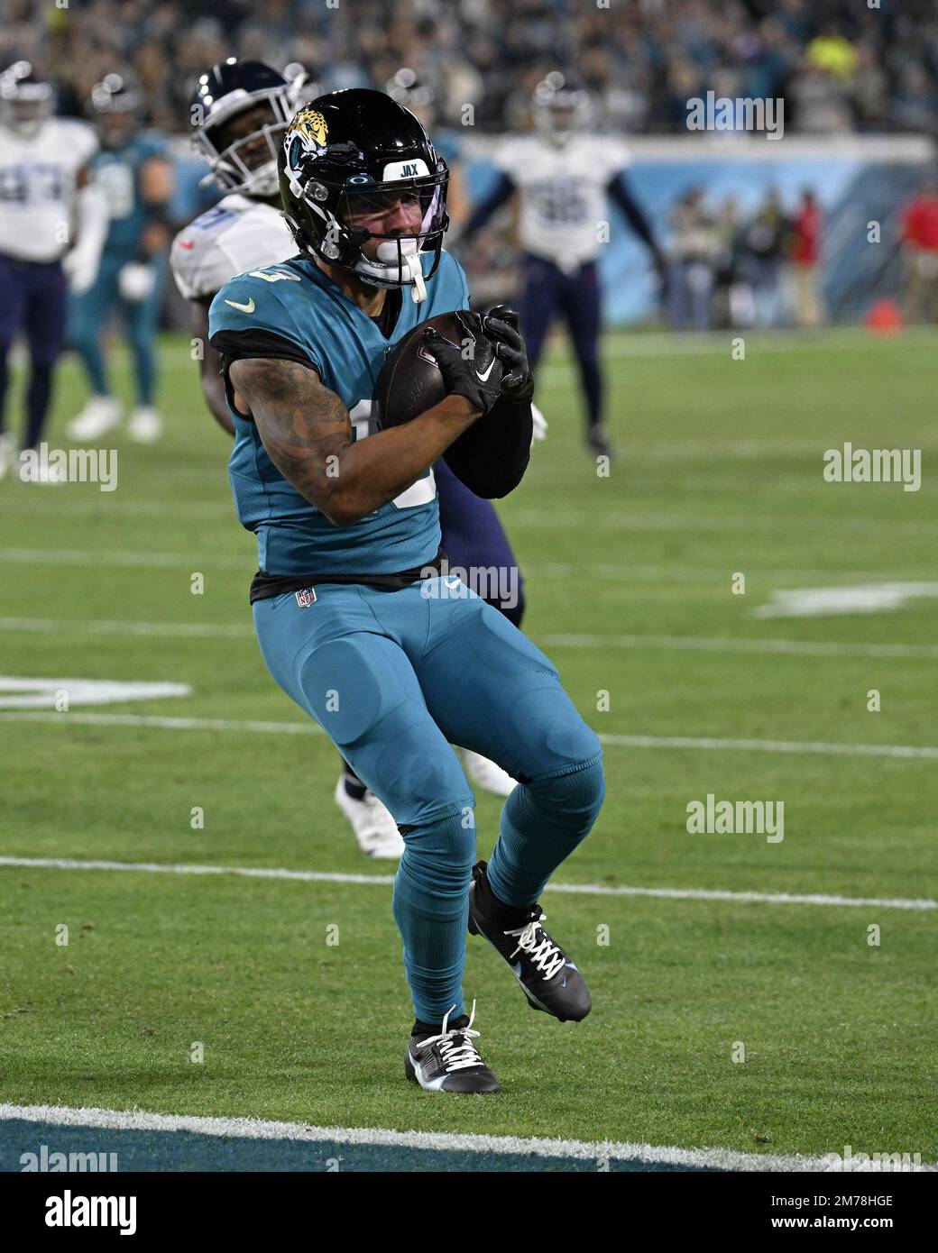 Jacksonville Jaguars wide receiver Christian Kirk (13) warms up during a  practice at NFL football training camp, Thursday, July 27, 2023, in  Jacksonville, Fla. (AP Photo/John Raoux Stock Photo - Alamy