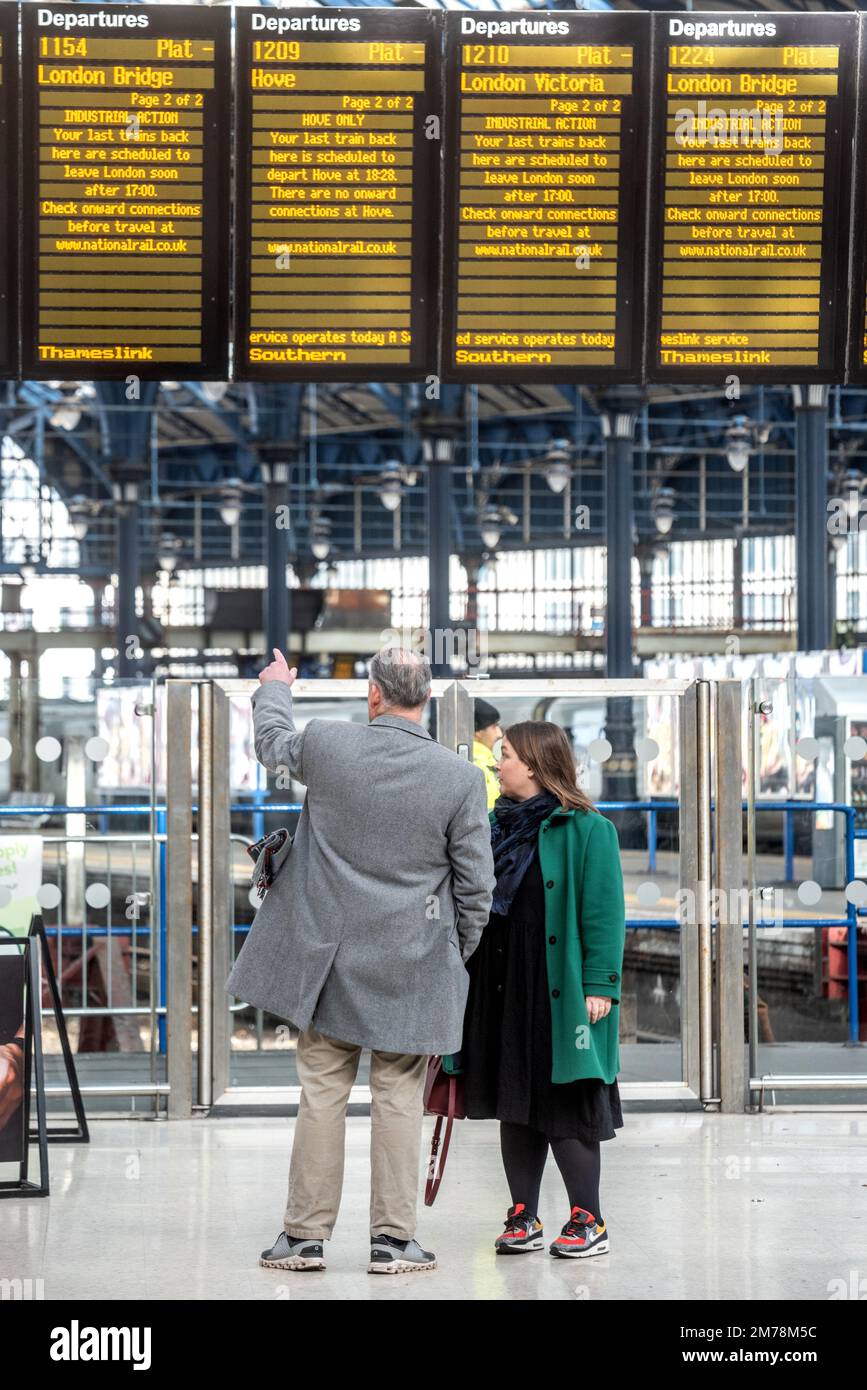 Brighton, January 6th 2023 Striking members of the RMT union manning