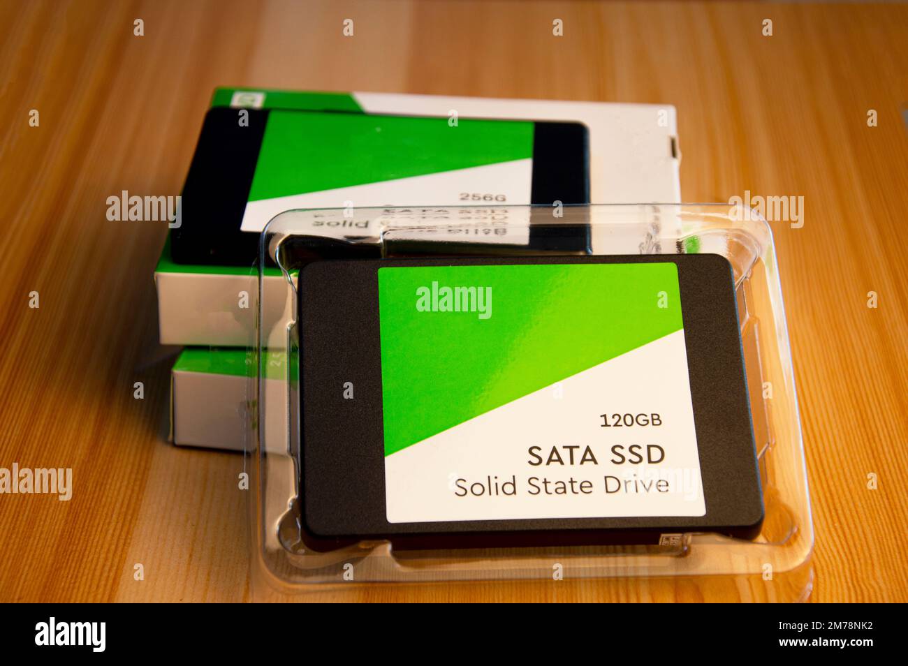 2.5-inch SSD hard drives, nowadays, are in great demand. Stock Photo