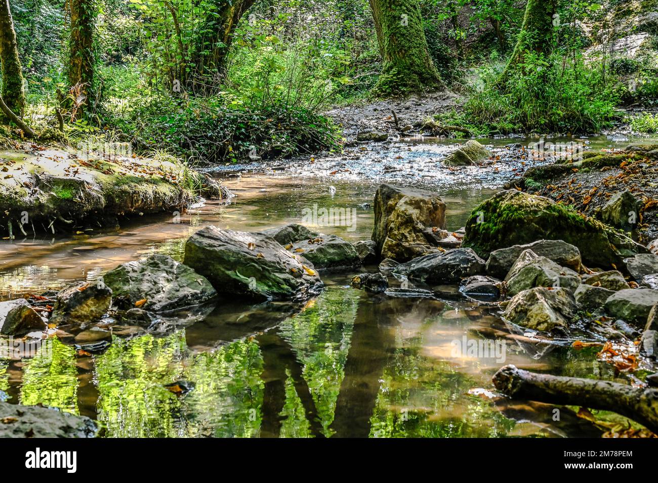 The Brèche au Diable, a small canyon and favourite local hiking spot in the Suisse Normande of Normandy, France Stock Photo