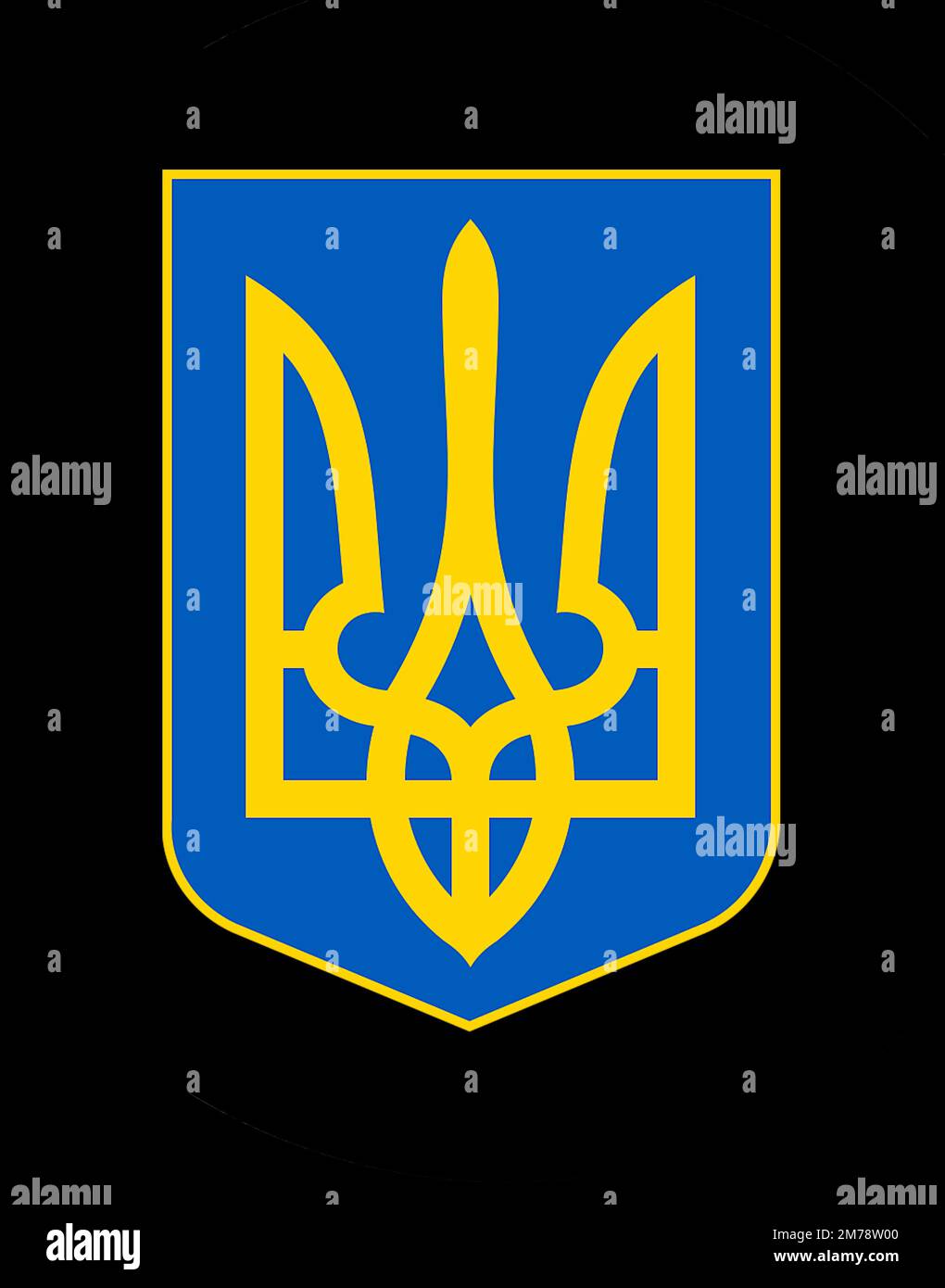 Ukraine Emblem - The Small State Emblem of Ukraine since 1992, created by Andrii Hrechylo and Ivan Turetskyi Stock Photo