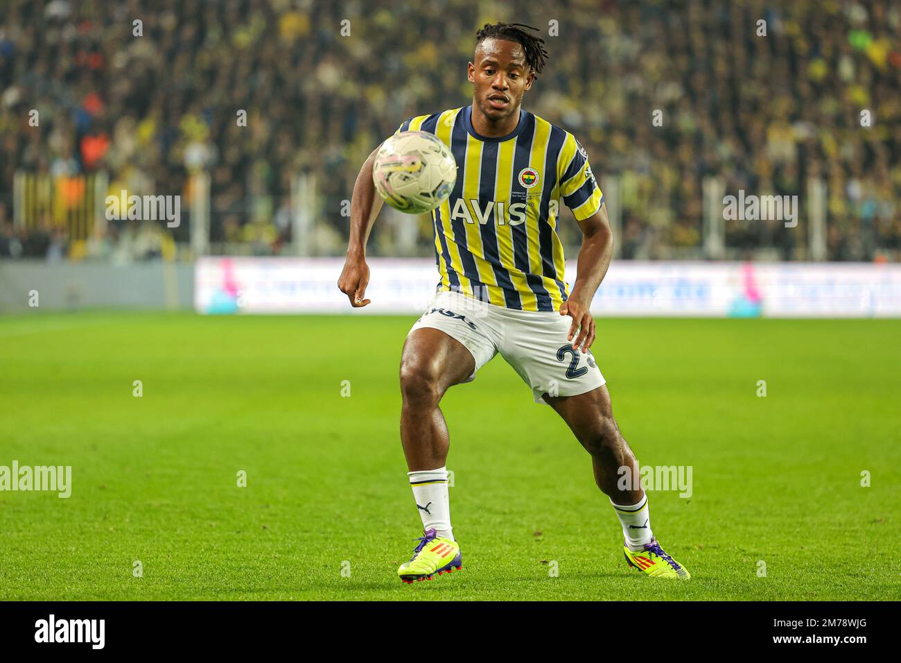 ISTANBUL, TURKIYE - JANUARY 8: Michy Batshuayi of Fenerbahce during the Turkish Super Lig match between Fenerbahce and Galatasaray at Sukru Saracoglu Stadium on January 8, 2023 in Istanbul, Turkiye (Photo by /Orange Pictures) Stock Photo