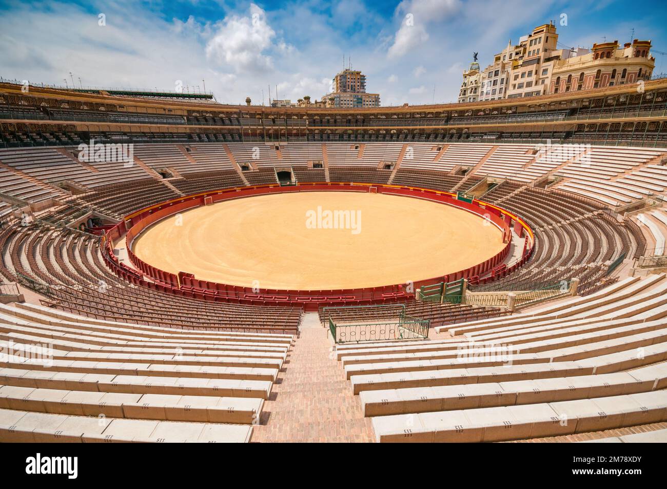 Valencia; Spain - June 25; 2019:  Bull ring arena in downtown Stock Photo