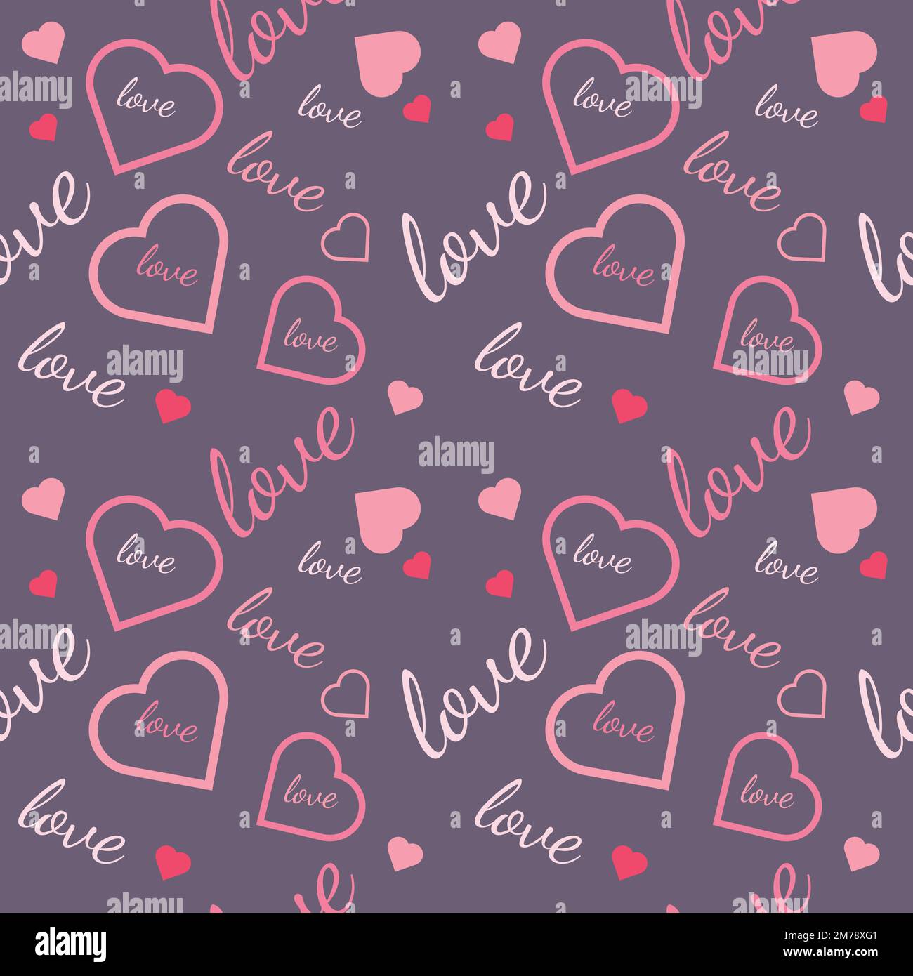 Valentine's seamless pattern vector doodle background digital paper illustration for web and print Stock Vector