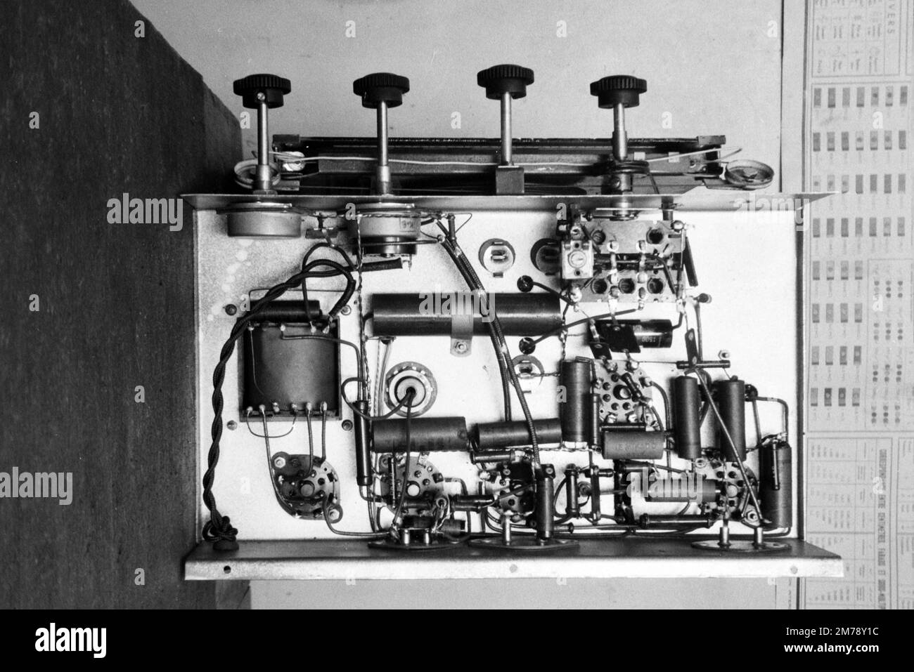 Dismantled Antique Radio, Vintage Radio or Tube Radio and Valves. Vintage black and white or