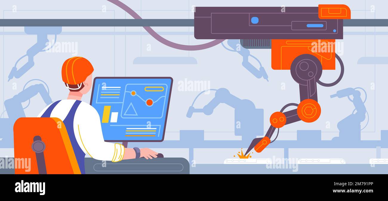 Smart factory control. Contemporary industry 4. 0 concept wireless