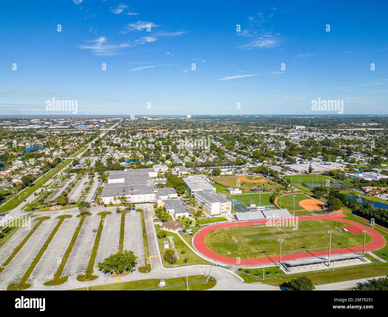 Davie FL USA January 6 2022: Aerial photo Western High School Davie FL USA January 6 2022: Aerial photo Western High School