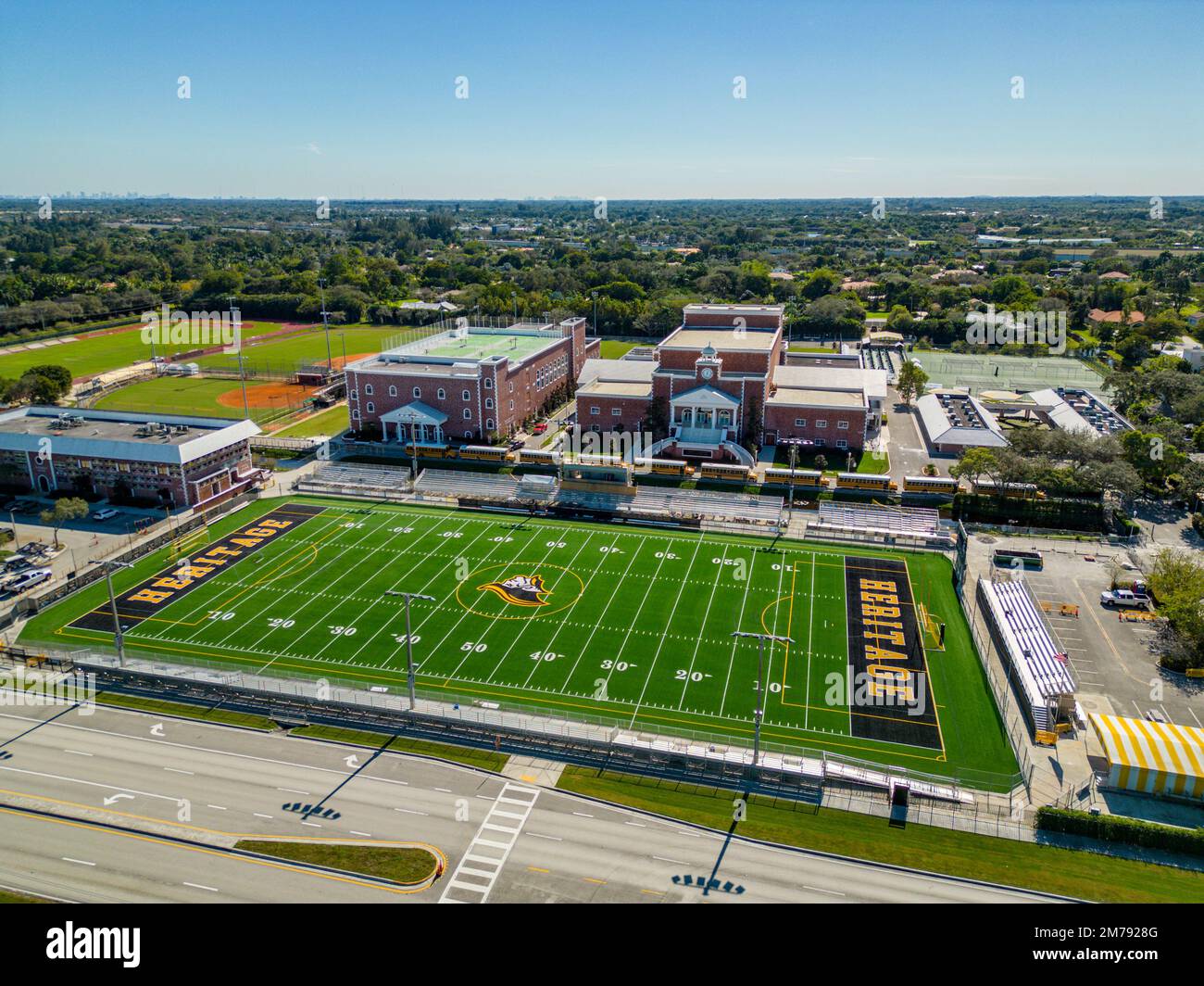 Davie, FL, USA - January 6, 2022: Aerial photo American Heritage
