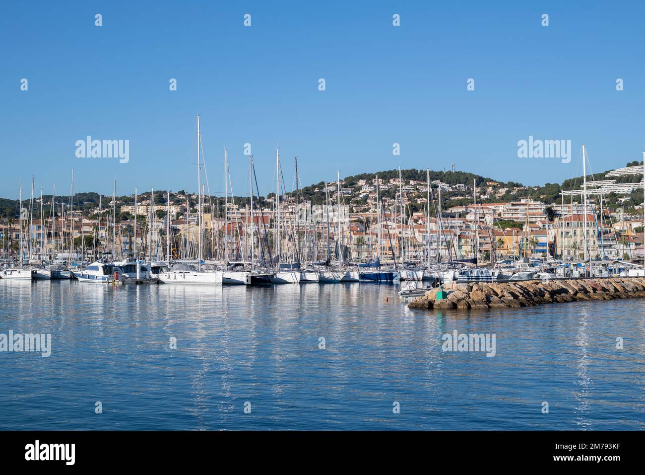 Marina of Bandol with copy space, France, a travel destination Stock Photo