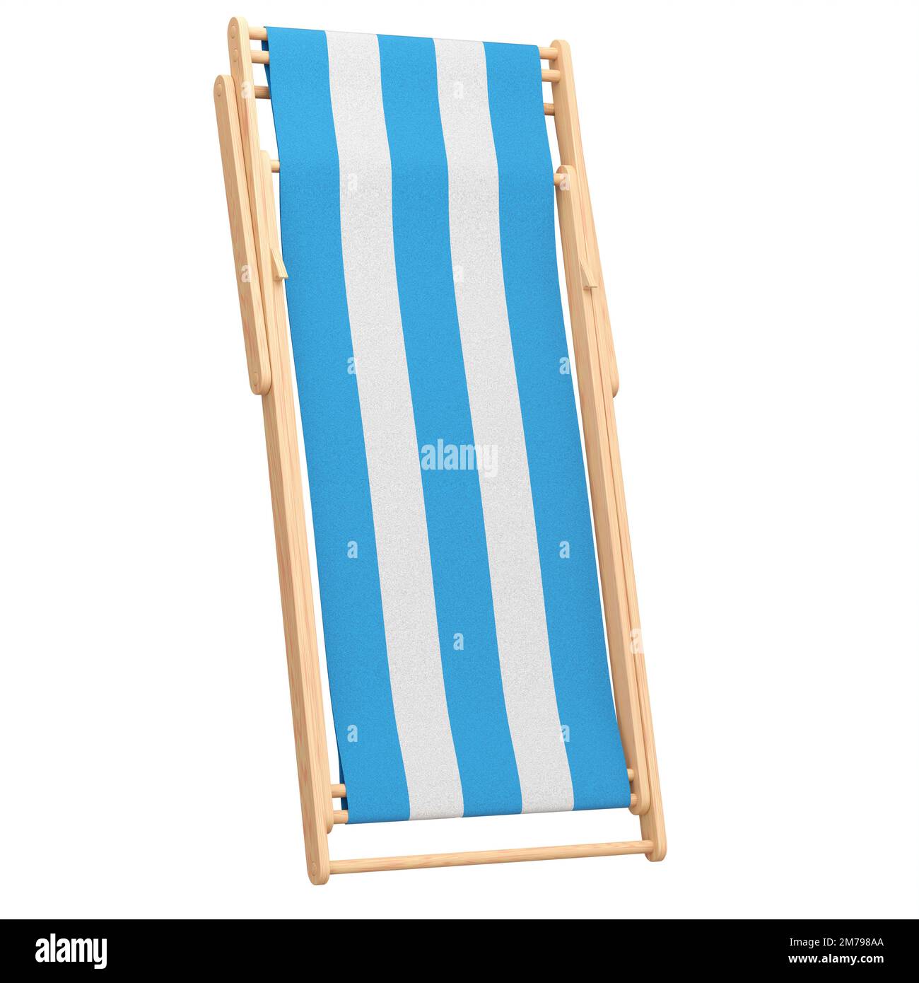 Blue striped beach chair isolated on white background. 3d rendering of ...